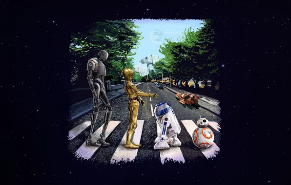 Star Wars, Art, Звездные Войны, r2d2, Beatles, Дроид, Paweł Hudeczek, Inspired by the Beatles cover