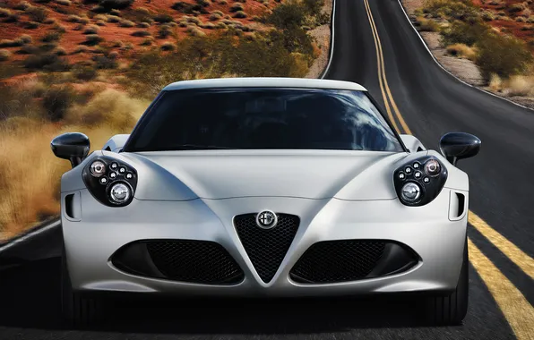 Картинка дорога, авто, фары, Alfa Romeo, передок, Launch Edition