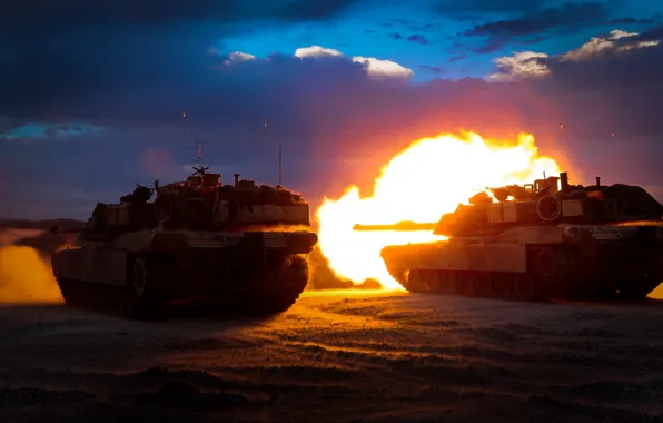 Оружие, выстрел, танки, M1A1 Abrams