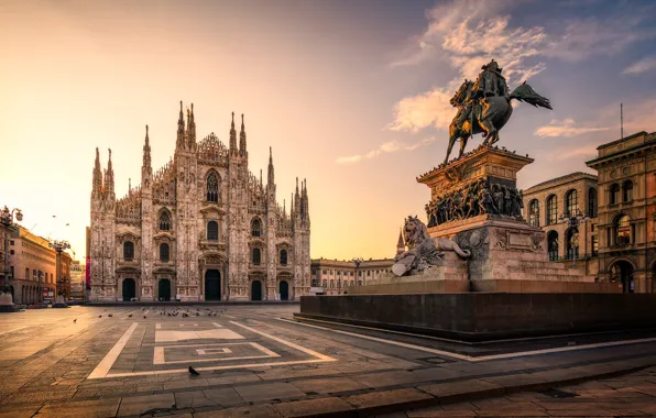 Площадь, памятник, Милан, Duomo di Milano, Собор Рождества Девы Марии