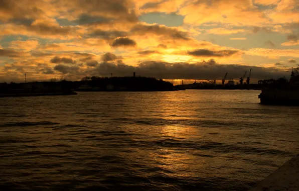 Sky, sea, sunset, water