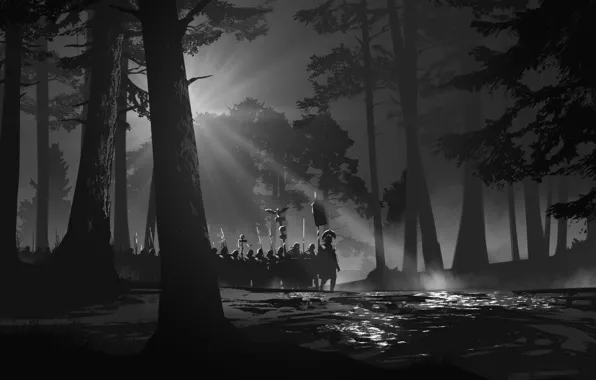 Деревья, Лес, Солдаты, Арт, Art, Строй, Legion, Легион