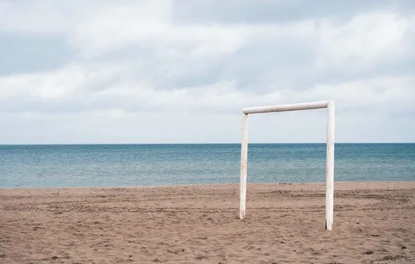 Картинка пляж, спорт, минимализм, ворота