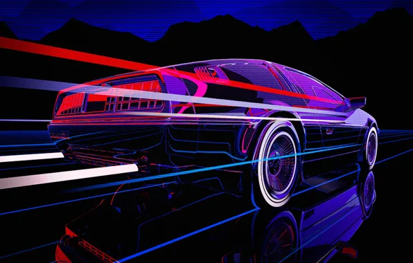 Авто, Музыка, Машина, DeLorean DMC-12, 80s, DeLorean, DMC-12, Neon