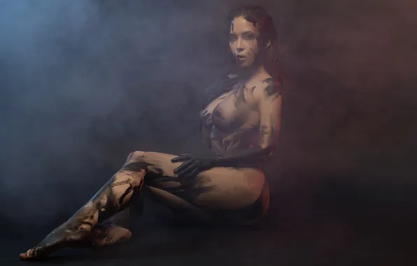 Грудь, поза, модель, дымка, sexy, model, сексуальная, pose