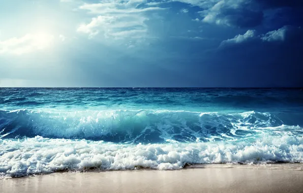 Картинка море, волны, пляж, берег, beach, sea, seascape, sand