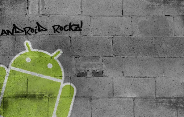Wall, Android, graffiti
