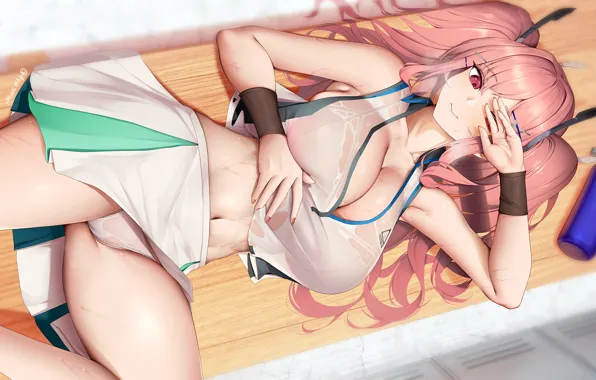 Girl, sexy, lingerie, cleavage, panties, long hair, boobs, anime