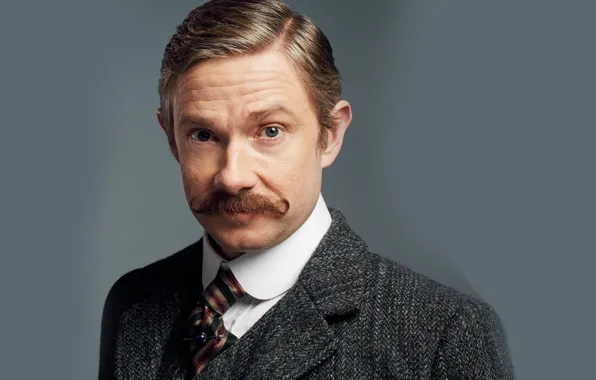 Усы, взгляд, Мартин Фриман, Sherlock, Sherlock BBC, Джон Ватсон, Безобразная невеста, Sherlock (сериал)