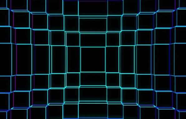 Абстракция, неон, blue, neon, abstraction, luminous grid, geometric grid, светящаяся сетка