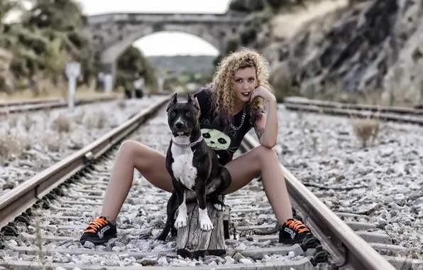 Картинка девушка, поза, собака, Jessica Torvisco