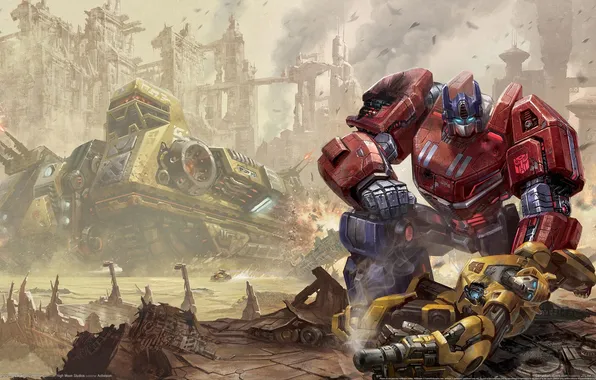 Картинка Трансформеры, Optimus Prime, Bumblebee, Transformers: Fall of Cybertron, Автоботы
