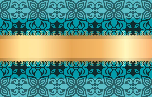 Цветы, фон, текстура, орнамент, зеленый фон, золотая лента