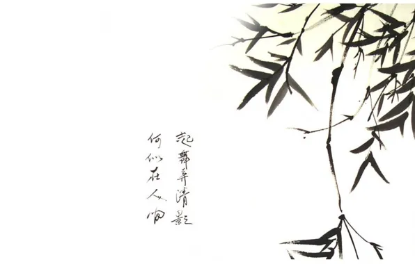 Картинка ветки, бамбук, иероглифы