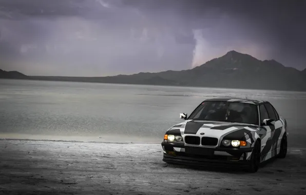 Картинка BMW, Тюнинг, БМВ, Alpina, E38, 740il, arctic camo, camo