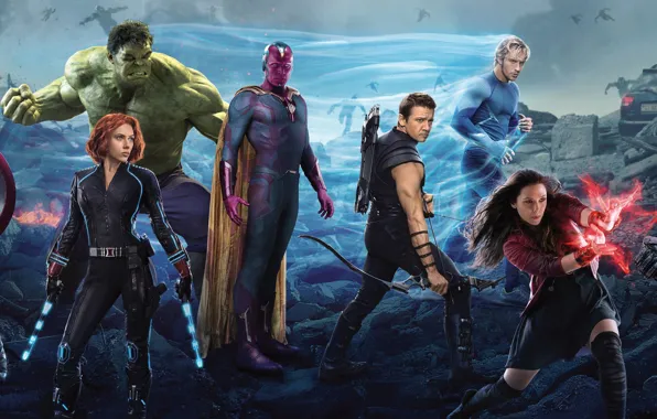 Картинка Scarlett Johansson, Vision, Heroes, Hulk, the, Iron Man, Captain America, Super
