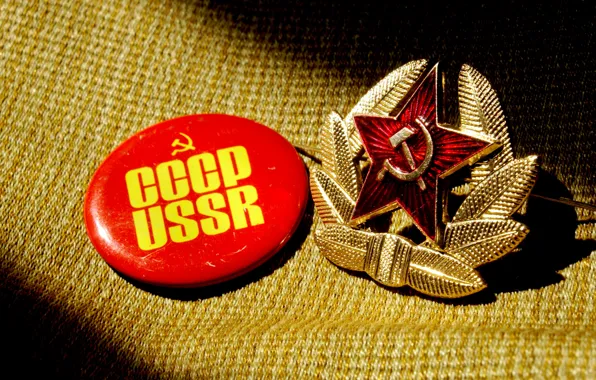 Картинка фон, звезда, значок, тень, молот, ткань, USSR, СССР