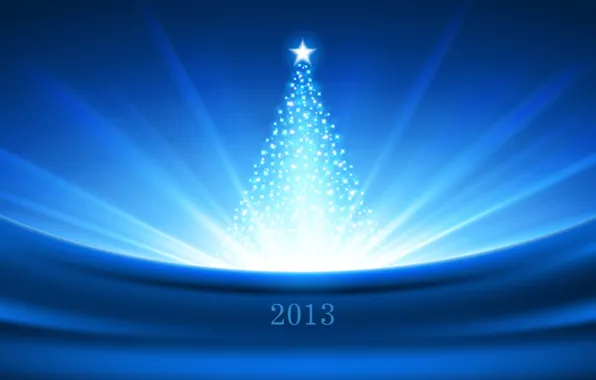 Картинка свет, синий, блеск, новый год, рождество, ёлка, звёзда