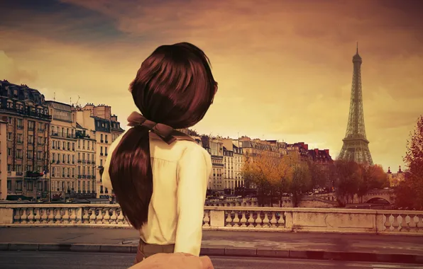 Картинка девушка, волосы, игра, Париж, спина, хвостик, BioShock Infinite, Элизабет