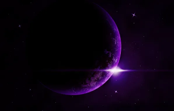 Космос, звезда, фиолетовое, экзопланета