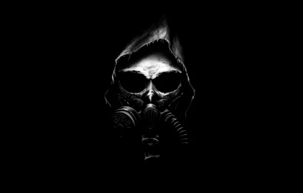 Минимализм, Череп, Противогаз, Фон, Art, Illustration, Concept Art, Science Fiction