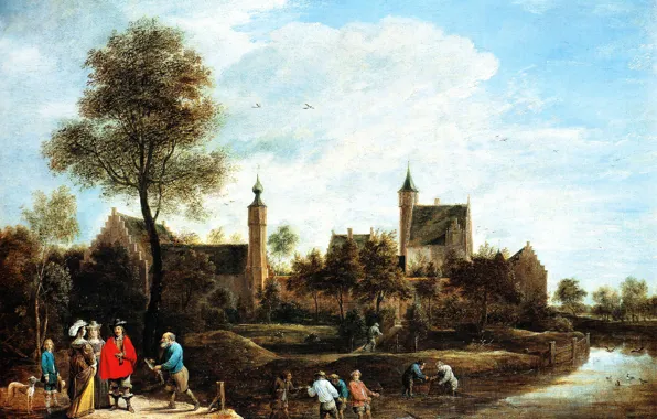 Картинка картина, David Teniers, Вид на Хет Стерксхоф у Артверпена, Давид Тенирс Младший, пейзаж
