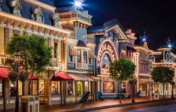 Картинка улица, Калифорния, Диснейленд, California, Disneyland, Анахайм, Anaheim, Main Street USA