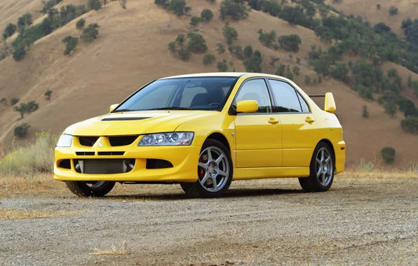 Картинка авто, жёлтый, обои, Mitsubishi, Lancer, автомобиль, Evolution VIII