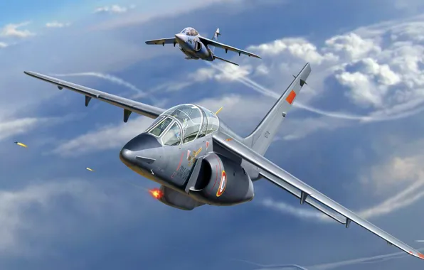 Картинка Alpha Jet, учебный самолёт, лёгкий реактивный штурмовик третьего поколения, Dassault/Dornier