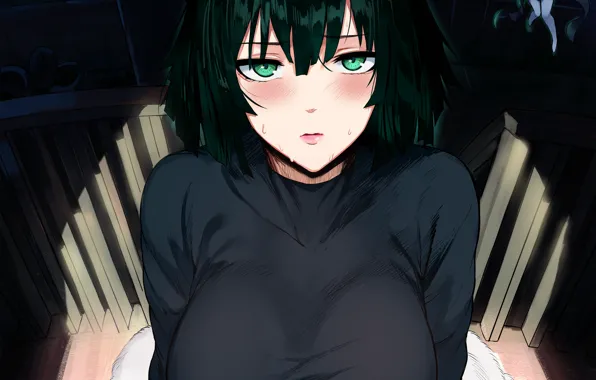 Girl, sexy, green eyes, boobs, anime, beautiful, short hair, pretty