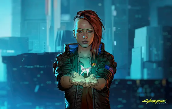 Девушка, оригами, Cyberpunk 2077, Киберпанк, Киберпанк 2077