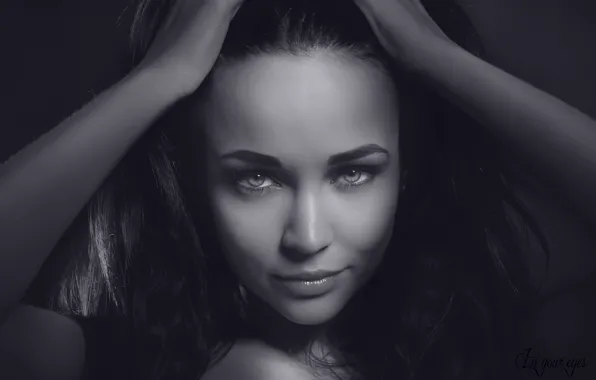 Модель, портрет, брюнетка, черно-белое, красотка, Angelina Petrova, Ангелина Петрова