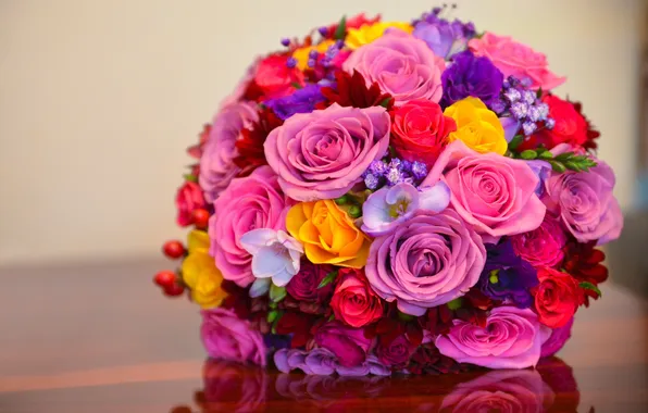 Розы, colorful, bouquet, roses, wedding, bridal, букет невесты