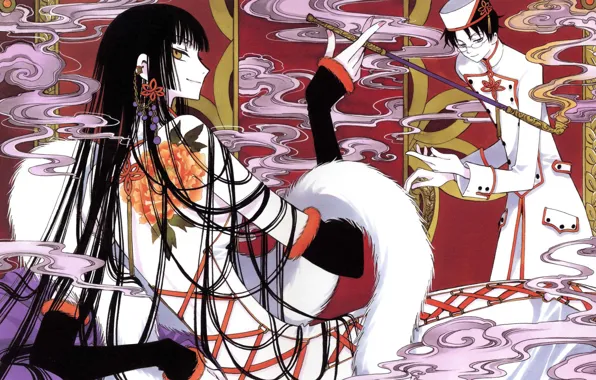 Девушка, дым, аниме, парень, xxxHolic, Триплексоголик