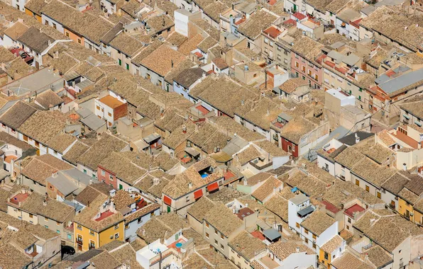 Картинка крыша, дома, текстура, панорама, Испания, Мурсия, Каравака-де-ла-Крус