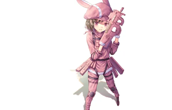 Эмоции, оружие, фон, девочка, белый фон, Sword Art Online, Мастера Меча Онлайн