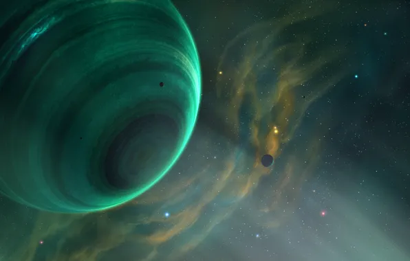 Звезды, Планета, Космос, Туманность, Планеты, Fantasy, Planets, Арт