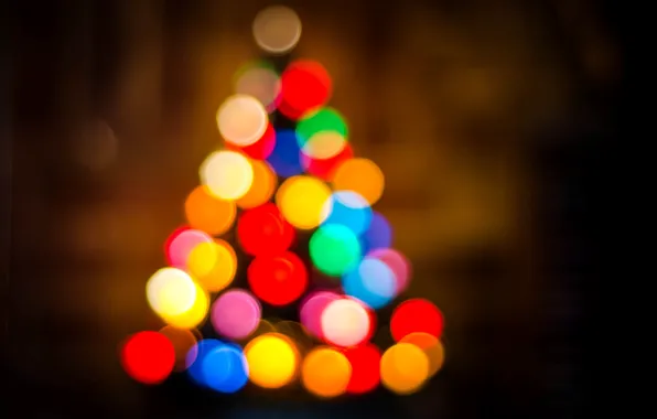 Картинка огни, праздник, елка, Новый Год, Рождество, ёлка, Christmas, разноцветные