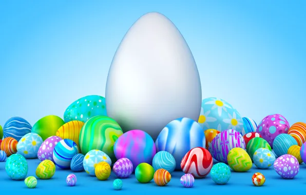 Картинка фон, праздник, яйца, пасха, маленькие, большие, разноцветные, куча
