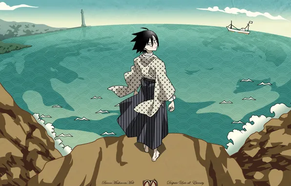 Море, обрыв, парень, Sayonara Zetsubou Sensei, Прощай безрадостный сенсей