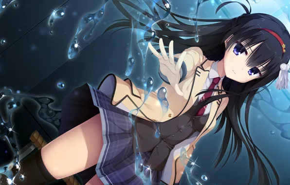 Girl, sexy, school uniform, long hair, boobs, anime, beautiful, pretty