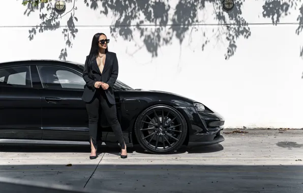 Porsche, Girl, Black