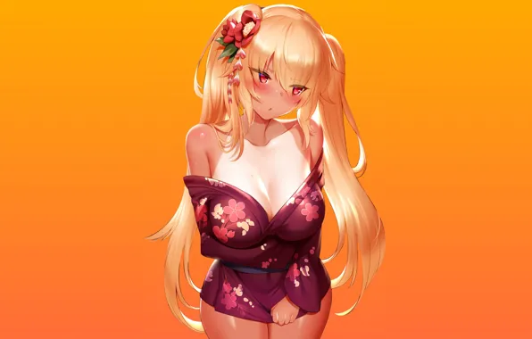 Girl, Sexy, anime, pretty, kimono, tan, shy, tan lines