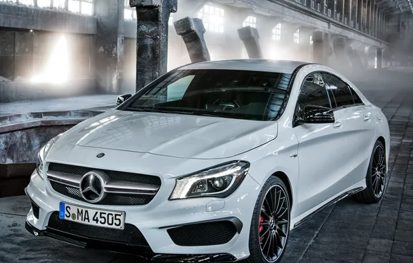 Белый, Mercedes-Benz, мерседес, AMG, передок, CLA