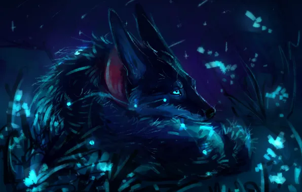 Картинка ночь, природа, волк, by AlaxendrA