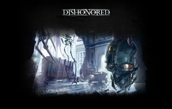 Картинка маска, Dishonored, Bethesda, вид со спины