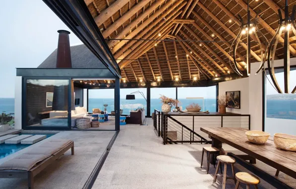 Стиль, интерьер, бассейн, терраса, гостиная, South Africa, столовая, by SAOTA