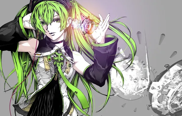 Картинка девушка, механизм, арт, галстук, vocaloid, hatsune miku, зеленые волосы, nagimiso