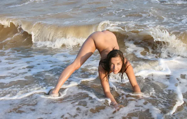 Girl, обнаженная, sexy, wet, Мария, sea, figure, beauty