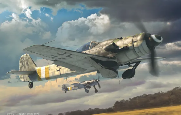 Картинка истребитель-моноплан, Люфтваффе, немецкий одноместный одномоторный поршневой, Antonis (rOEN911) Karidis, длинноносая Дора, Focke-Wulf Fw, FW-190 D